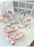 Sheep Puff Little Rose Chunky Heel Shoes(Limited Pre-Order/4 Colours/Full Payment Without Shipping)